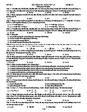 Đề kiểm tra môn Vật lí lớp 12 (Kèm đáp án)